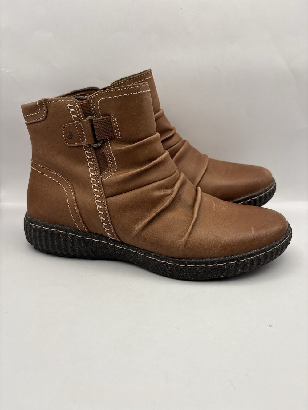 Clarks Caroline Orchid Brown Leather Boots Women Size 8.5 Wide
